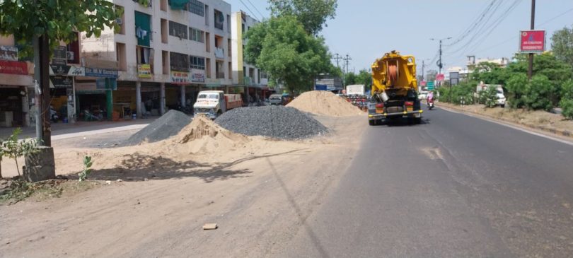 Building material stored for sale till the main road side